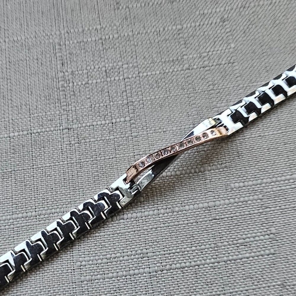 Women Bracelet Crystals Accent Face Rose Gold Silver Tone Fashion Jewelry - Picture 9 of 11